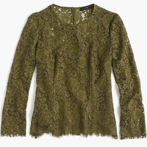 J Crew Lace Top in Olive NWT